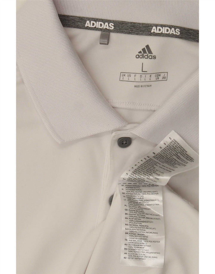 Ανδρικό πουκάμισο Adidas Polo μεγάλο λευκό πολυεστέρα