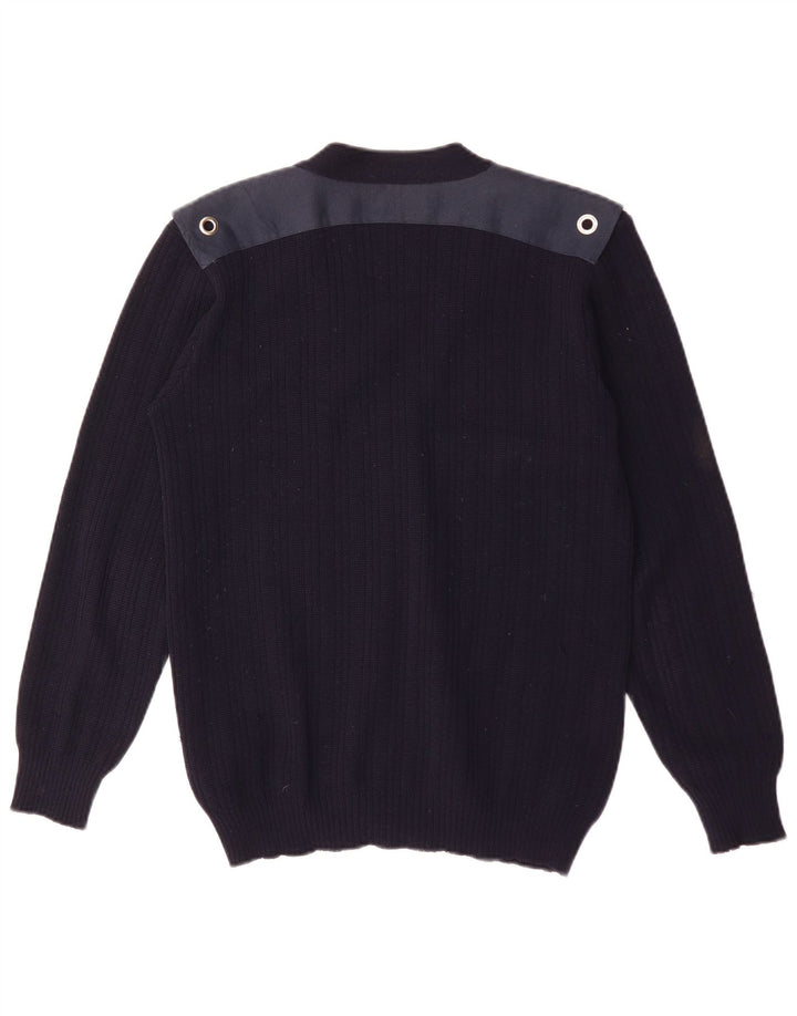 Vintage Ανδρική ζακέτα πουλόβερ μεσαίου μπλε ναυτικού χρώματος μαλλί