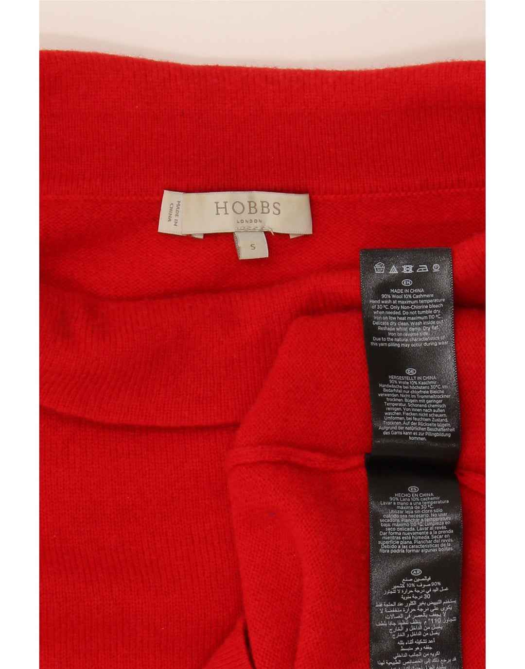 HOBBS Γυναικείο πουλόβερ με ρολό λαιμόκοψη UK 10 Small Red Wool