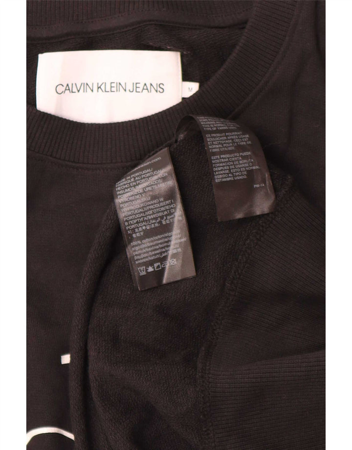 Ανδρικό γραφικό φούτερ Calvin Klein Jeans, μεσαίο μαύρο βαμβακερό