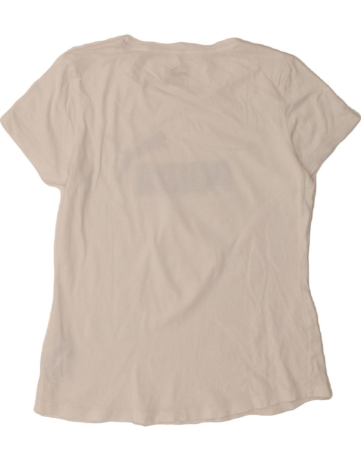 PUMA Womens Graphic T-Shirt Top UK 12 Medium White Cotton Vintage Puma and Second-Hand Puma from Messina Hembry 