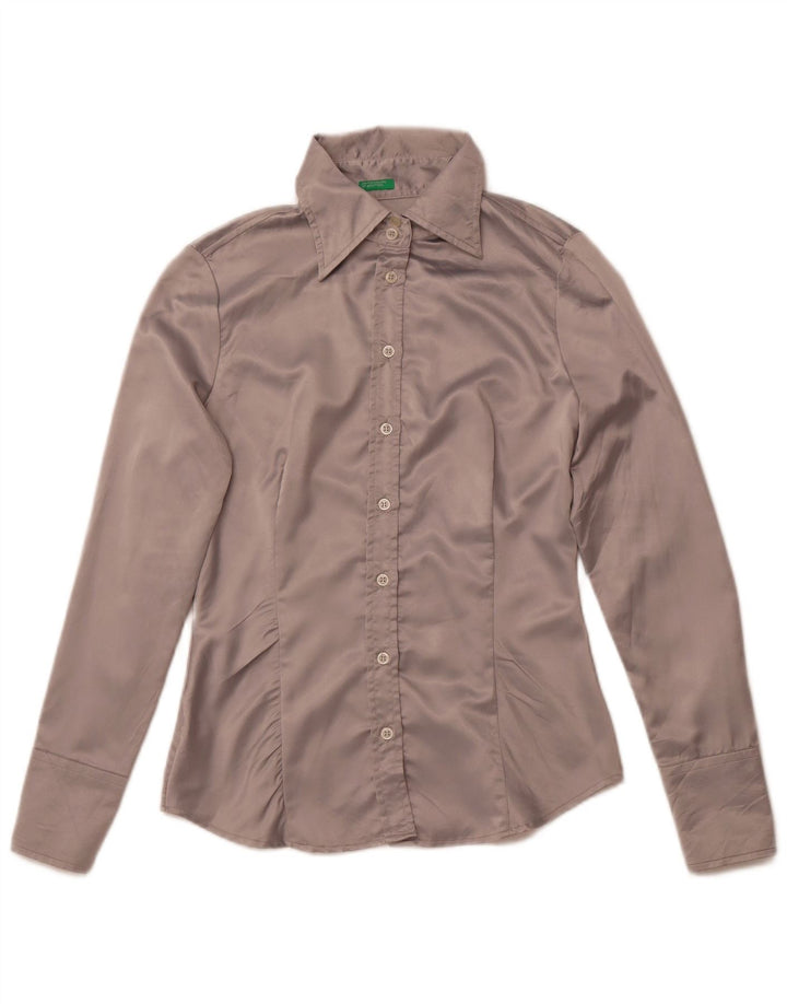 Γυναικείο πουκάμισο BENETTON Μπλούζα UK 10 Small Grey Polyester