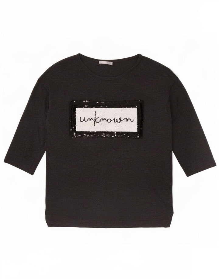Zara Γυναικείο τοπ 3/4 μανίκι UK 10 Small Grey Lyocell