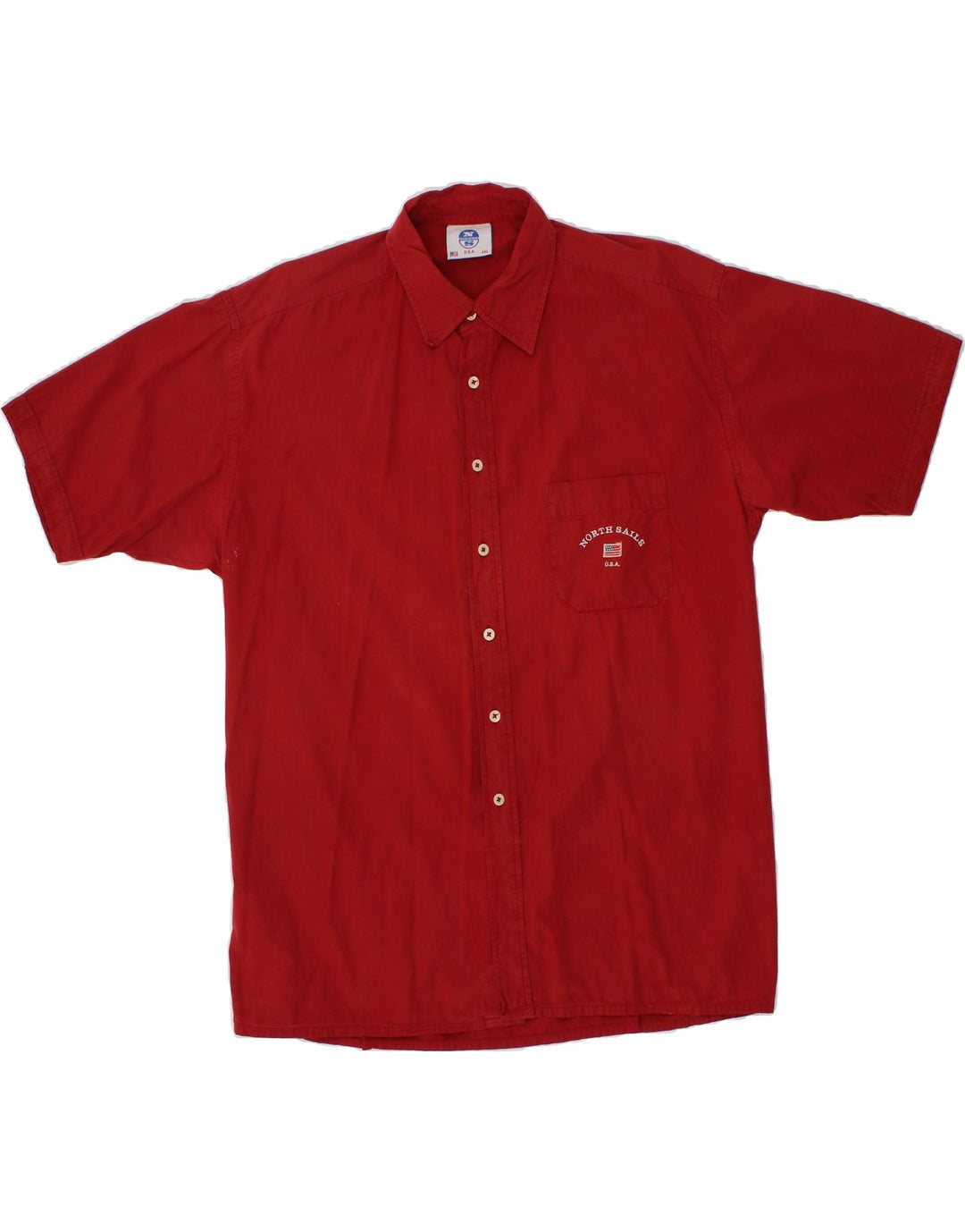 NORTH SAILS Mens Short Sleeve Shirt 2XL Red Vintage North Sails and Second-Hand North Sails from Messina Hembry 