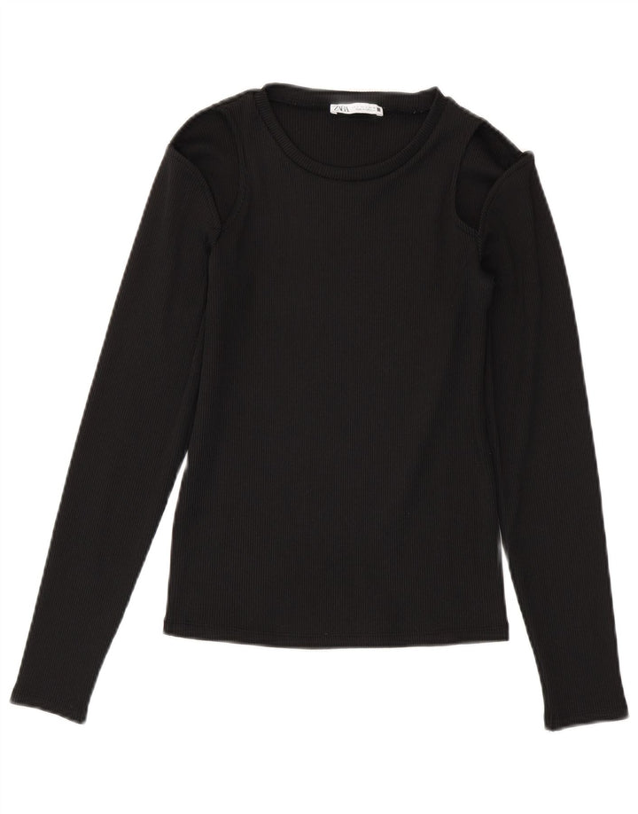 Zara Γυναικείο τοπ μακρυμάνικο UK 8 Small μαύρο πολυεστέρα