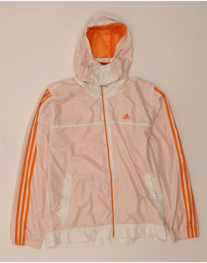 Ανδρικό μπουφάν βροχής με κουκούλα Adidas 38 μεσαίο λευκό πολυεστέρας