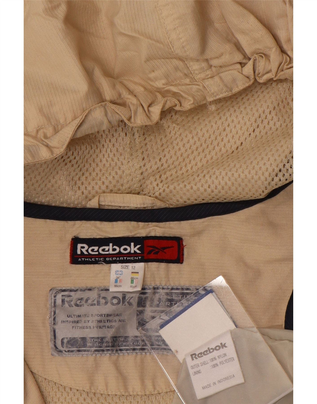 Γυναικείο μπουφάν βροχής με κουκούλα Reebok UK 12 Medium Beige Colourblock