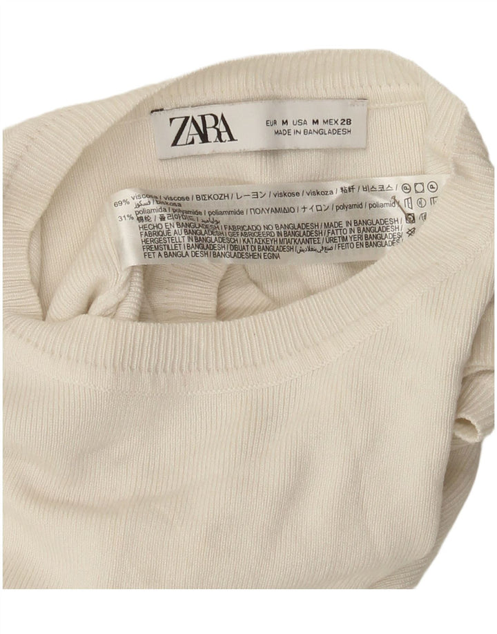 Zara Γυναικείο Crop Vest Top UK 12 Medium White Viscose