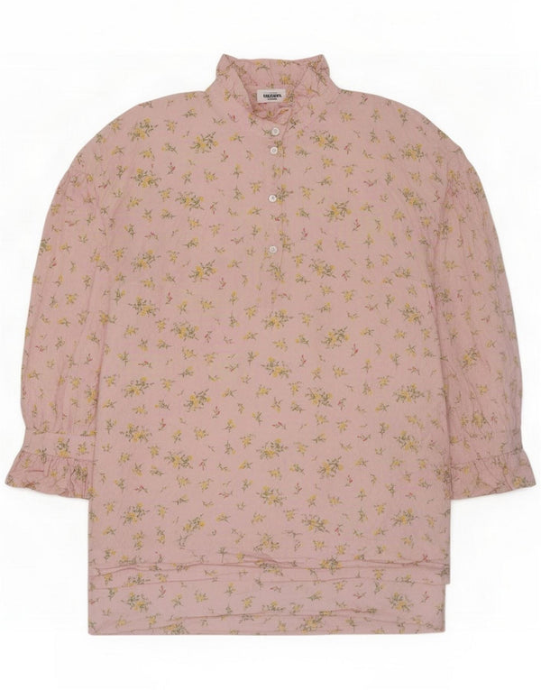 Zara Γυναικείο φόρεμα 3/4 Sleeve Shift UK 14 Medium Pink Floral Βαμβακερό