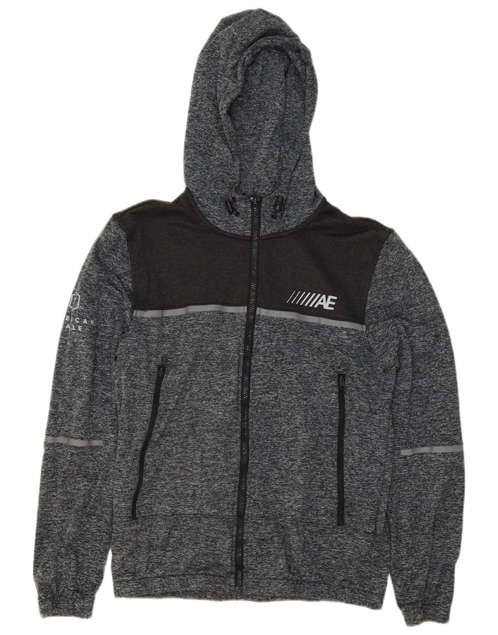 Ανδρικό πουλόβερ με κουκούλα με φερμουάρ AMERICAN EAGLE με κουκούλα σε μικρό γκρι