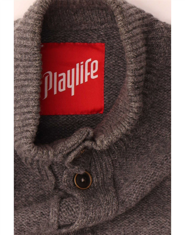 Πουλόβερ ανδρική ζακέτα Playlife XL Γκρι μαλλί