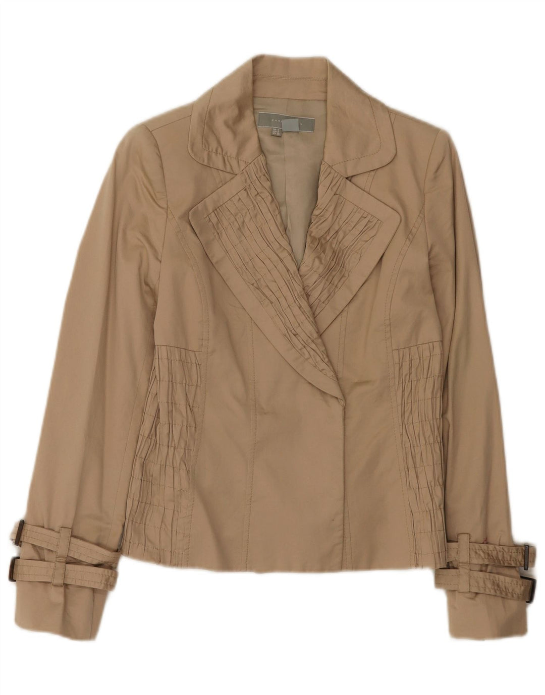 Zara Γυναικείο Open Blazer Jacket UK 8 Small Beige Βαμβακερό