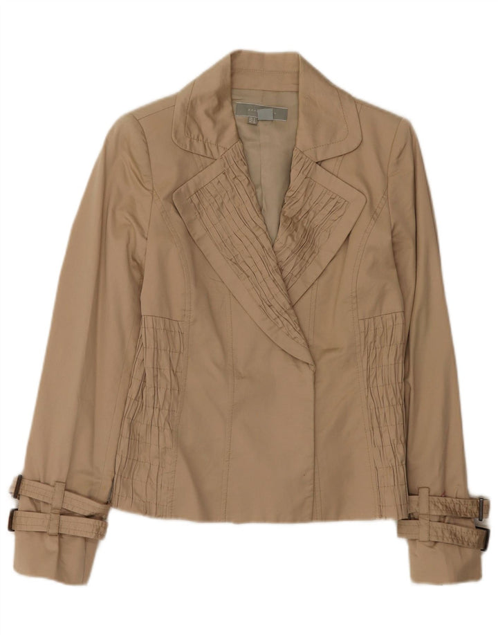 Zara Γυναικείο Open Blazer Jacket UK 8 Small Beige Βαμβακερό