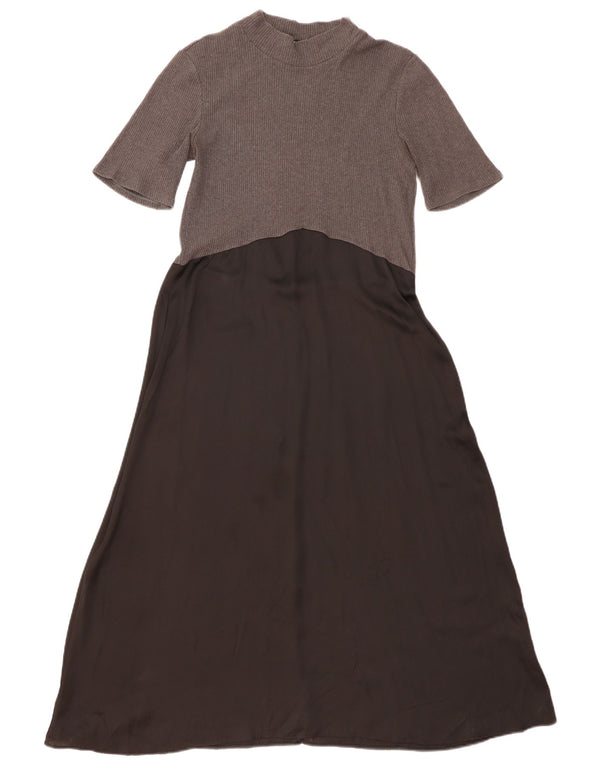 Zara Γυναικείο Maxi Φόρεμα UK 14 Large Grey Colourblock Βαμβακερό