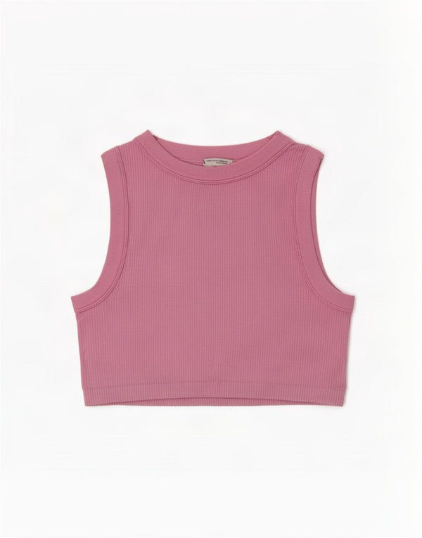 Zara Γυναικείο Crop Vest Top UK 12 Medium Pink