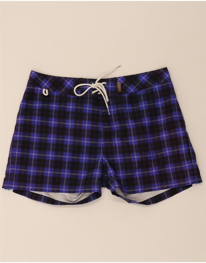 SUNDEK Mens Swimming Shorts Medium  Blue Check Polyester Vintage Sundek and Second-Hand Sundek from Messina Hembry 