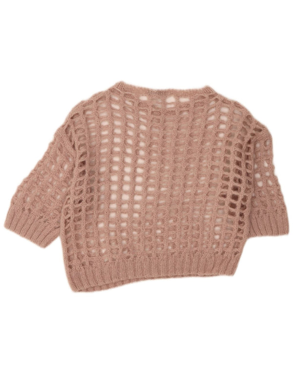 Liu Jo Γυναικείο Crop Crochet Boat Neck Jumper πουλόβερ UK 10 Small Pink