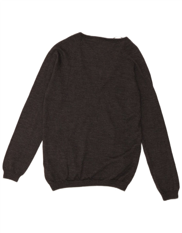 Massimo Dutti Γυναικείο πουλόβερ με λαιμόκοψη με V λαιμόκοψη UK 12 μεσαίο γκρι μαλλί