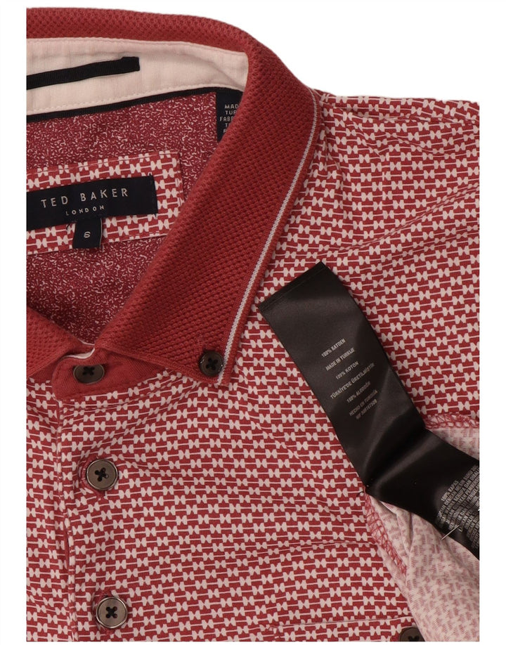 Ted Baker Ανδρικό πουκάμισο Polo Abstract Pattern Μέγεθος 6 2XL Κόκκινο βαμβακερό