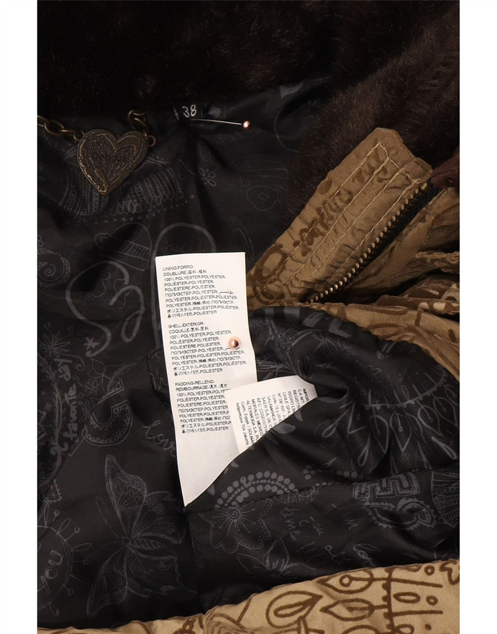 DESIGUAL Γυναικείο παλτό με γραφικό αφηρημένο σχέδιο EU 38 Μεσαίο καφέ