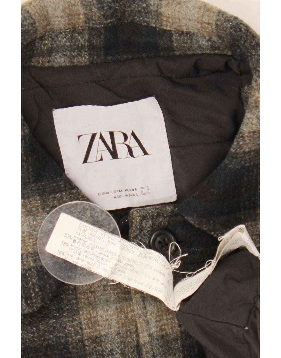 Ανδρικό πουκάμισο Zara Ξυλοκόπος Φανελένιο μεσαίο μαύρο καρό πολυεστέρα