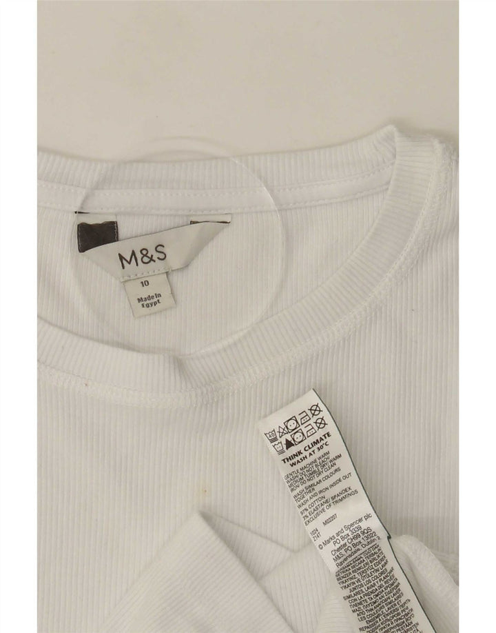 Marks & Spencer Γυναικείο τοπ μακρυμάνικο UK 10 Small λευκό βαμβακερό