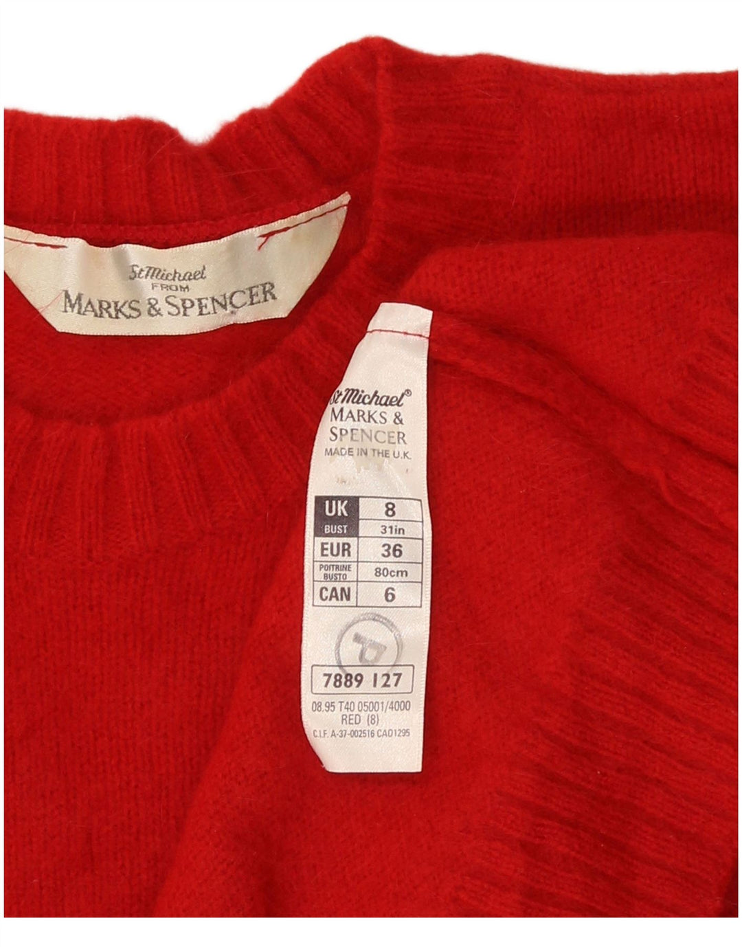 Marks & Spencer Γυναικείο πουλόβερ Crop Crew Neck Jumper UK 8 Small Red