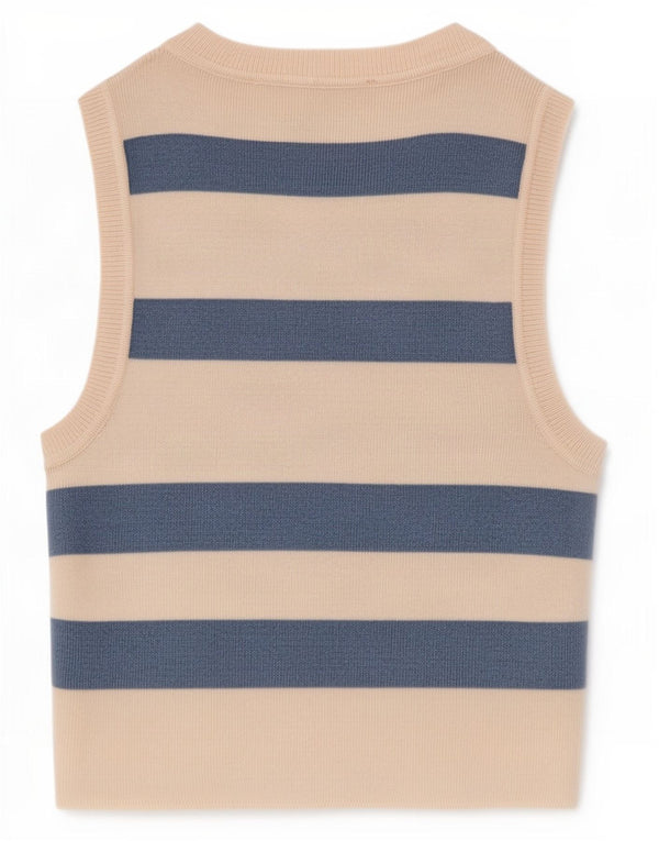Zara Γυναικείο γιλέκο Crop UK 8 Μικρή σε λευκό ριγέ βισκόζη