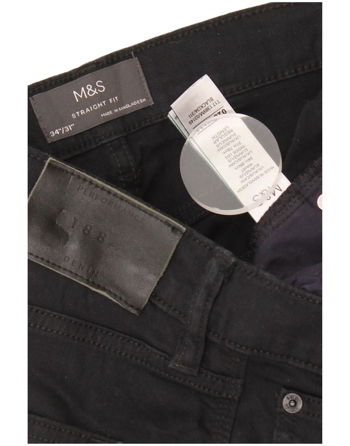 Ανδρικό τζιν ίσιο MARKS & SPENCER W34 L31 Μαύρο βαμβακερό