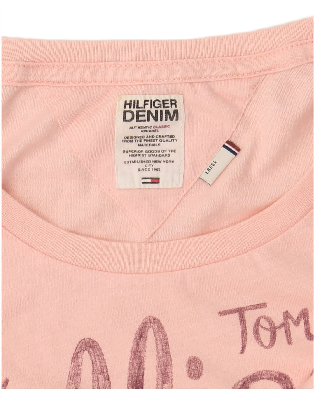 Γυναικείο γραφικό μπλουζάκι TOMMY HILFIGER Top UK 14 Large Pink