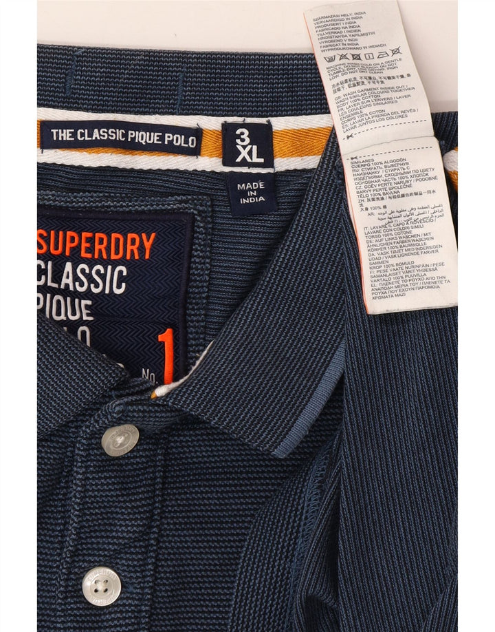 Ανδρικό SUPERDRY The Classic Polo Graphic Polo Shirt 3XL Navy Blue Pinstripe