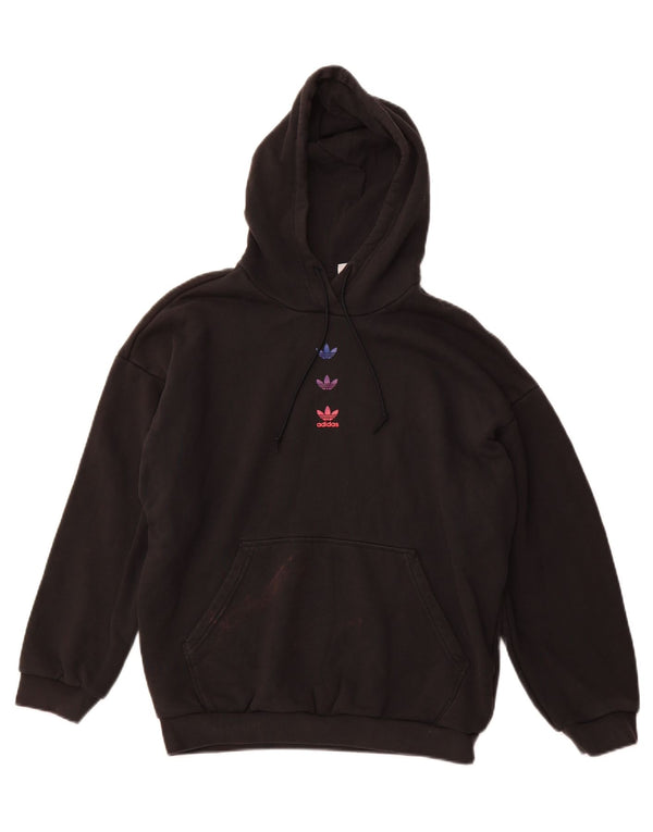 ADIDAS Γυναικεία Loose Fit Graphic Hoodie Jumper UK 14 Large Black Cotton