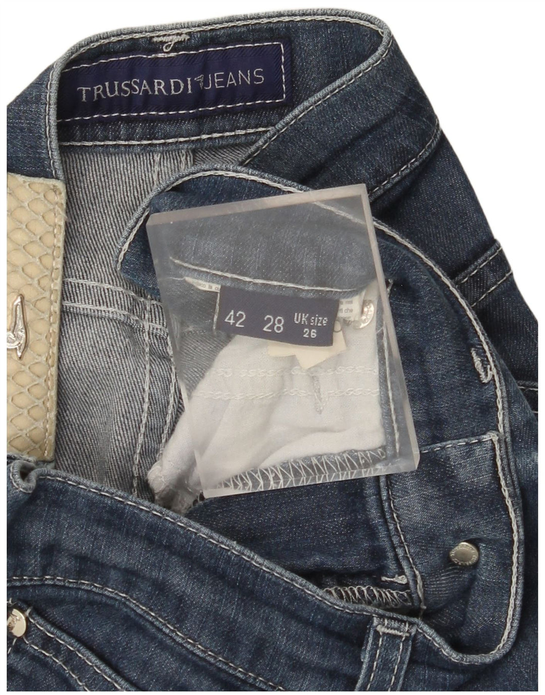 TRUSSARDI Γυναικείο ίσιο τζιν W26 L30 Μπλε βαμβακερό