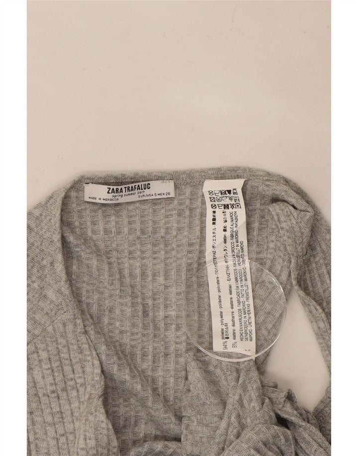 Zara γυναικεία πλεκτή φόρμα UK 8 Small Grey ριγέ πολυεστέρα