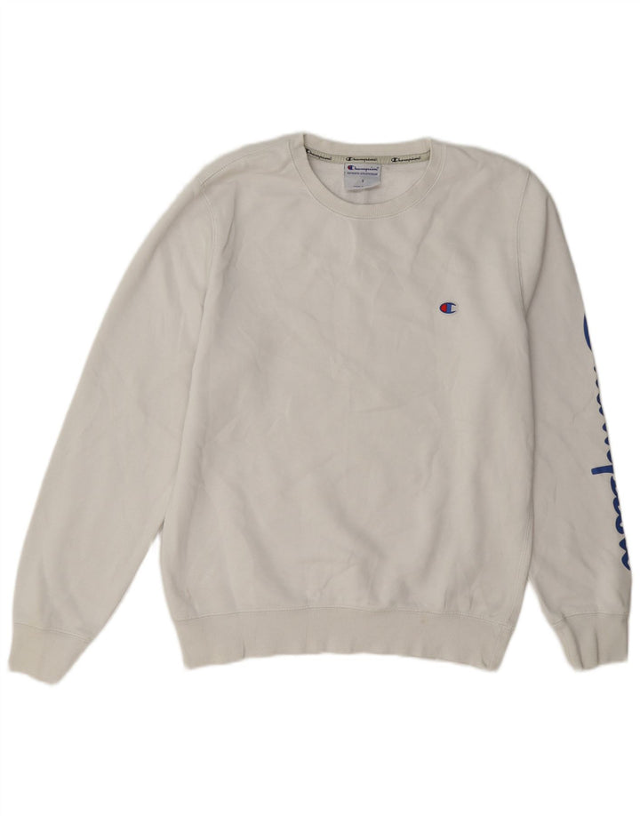 Ανδρικό γραφικό φούτερ Champion Jumper Μικρό λευκό βαμβακερό