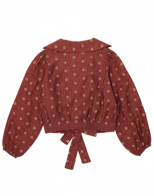 Krizia Γυναικεία Μπροστινή Γραβάτα Crop Μπλούζα IT 46 Large Maroon πουά