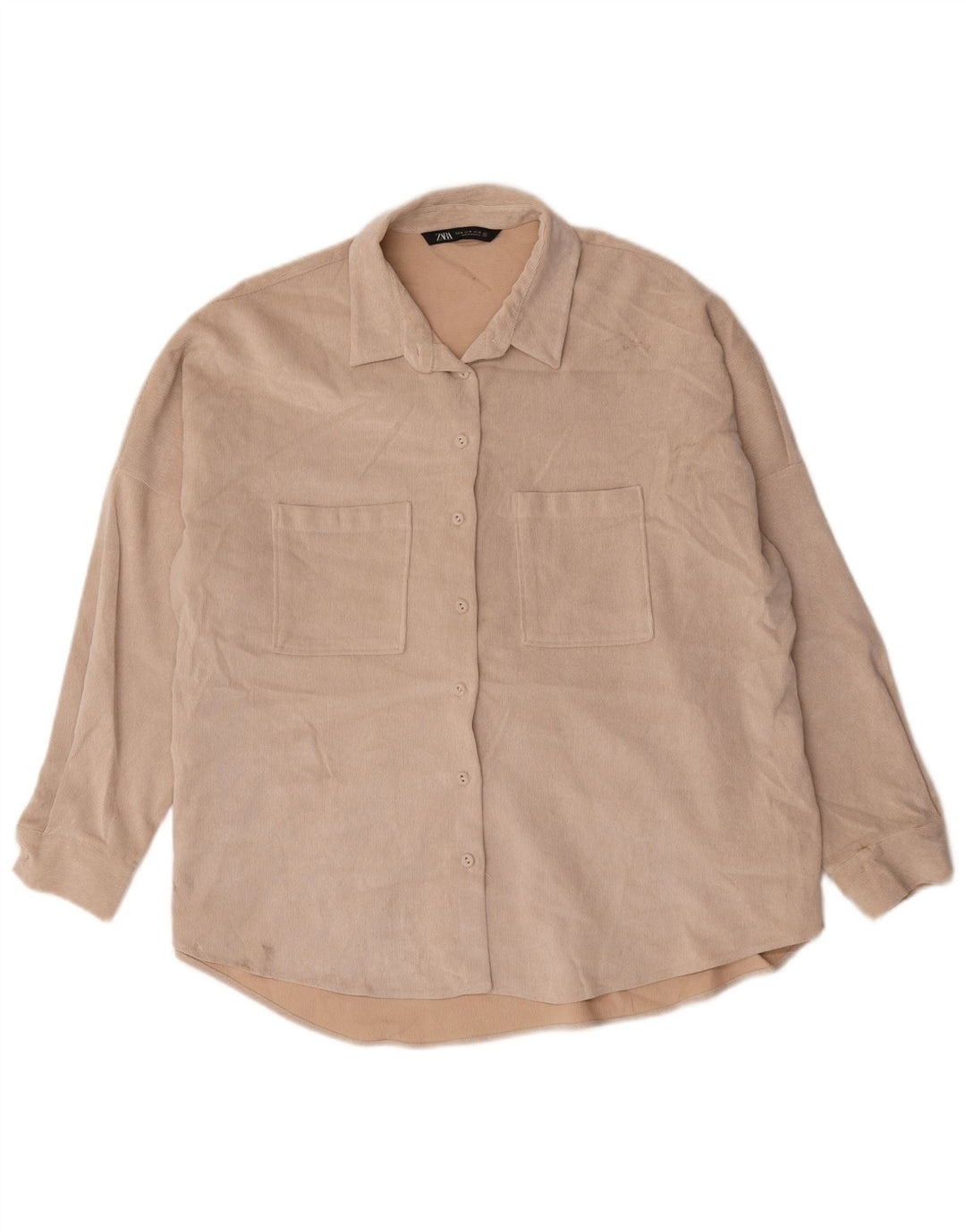Zara Γυναικείο πουκάμισο Oversized UK 18 XL Beige Polyester