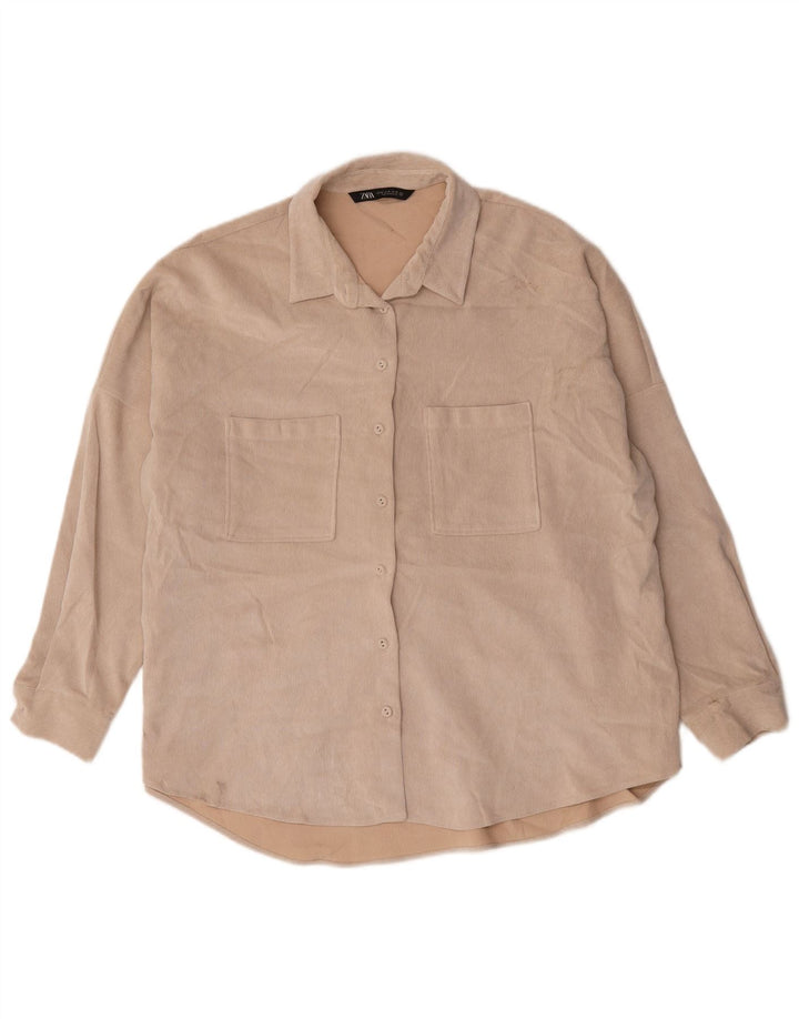 Zara Γυναικείο πουκάμισο Oversized UK 18 XL Beige Polyester