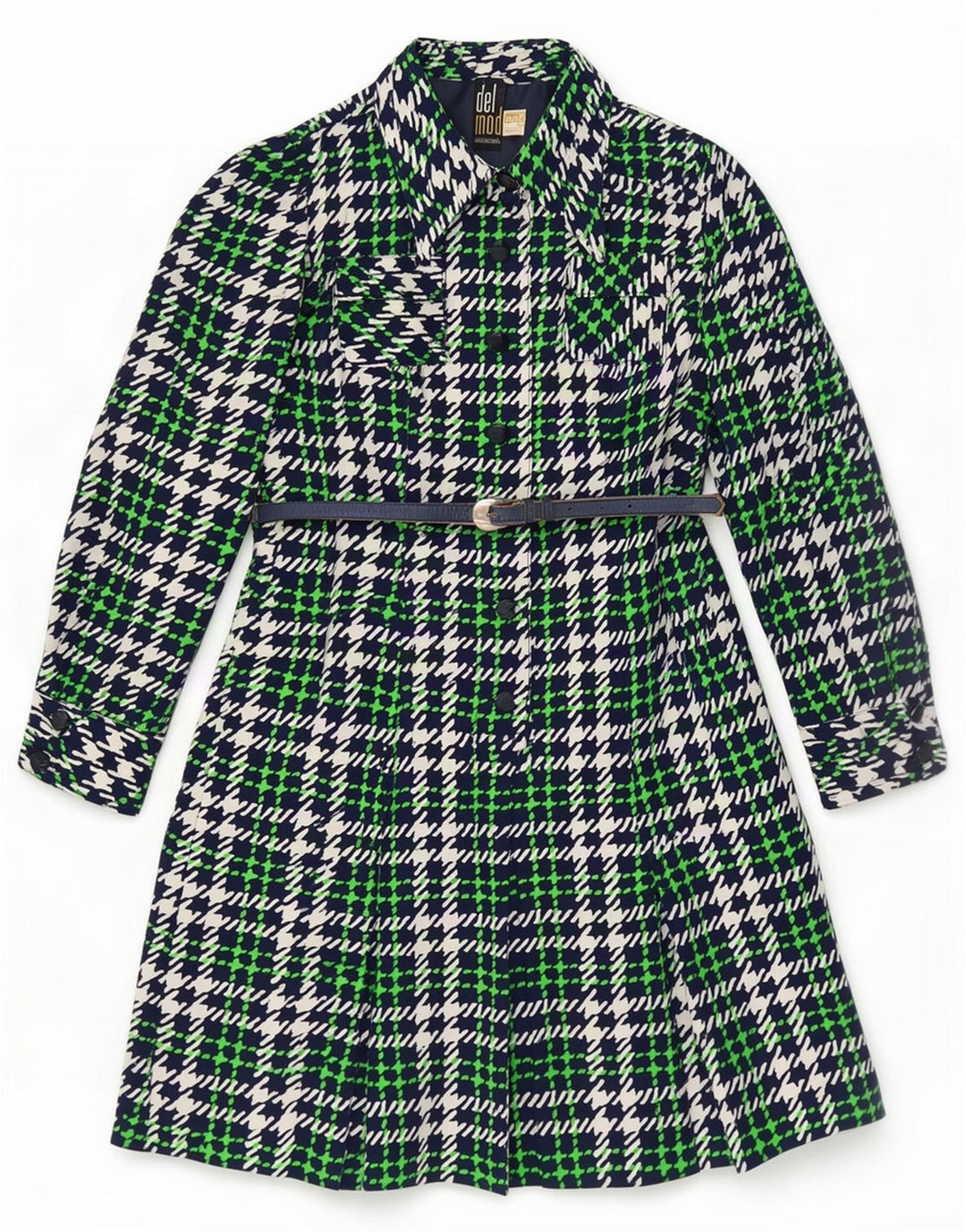 Delmod Γυναικείο Πανωφόρι IT 40 Small Green Check Polyester