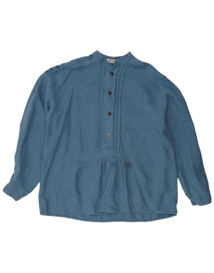 Vintage Γυναικεία Μακρυμάνικη Μπλούζα Oversized Top EU 42 Μεγάλο μπλε λινό