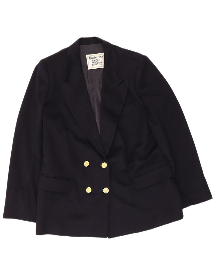 Burberrys Γυναικείο σακάκι Blazer με διπλό στήθος UK 14 Medium Navy Blue Wool