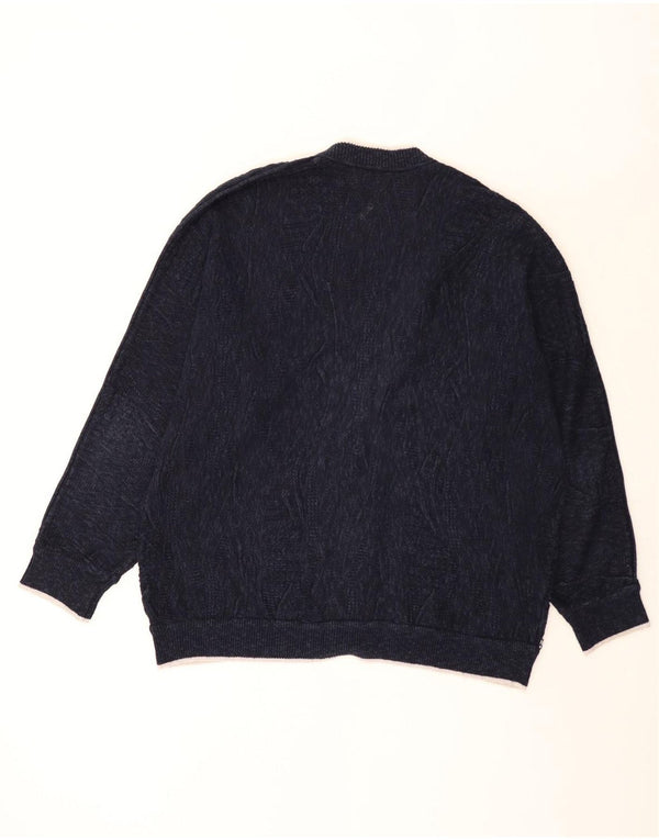Carlo Colucci Mens Cardigan Sweater IT 56 2XL Navy Blue Cotton