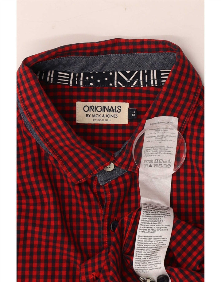 Jack & Jones Mens Shirt XL Red Gingham Cotton