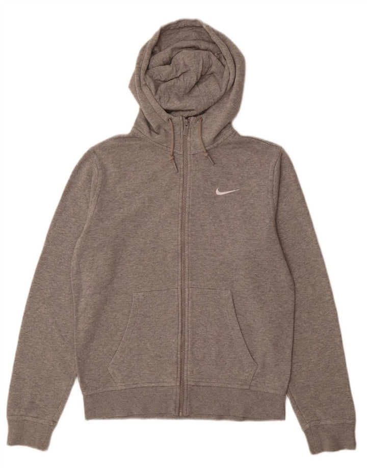 NIKE Mens Zip Hoodie Sweater Small Grey Cotton