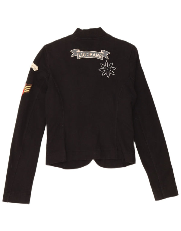 LIU JO Γυναικείο σακάκι σακάκι με γραφικά 4 κουμπιά UK 6 XS μαύρο βαμβακερό