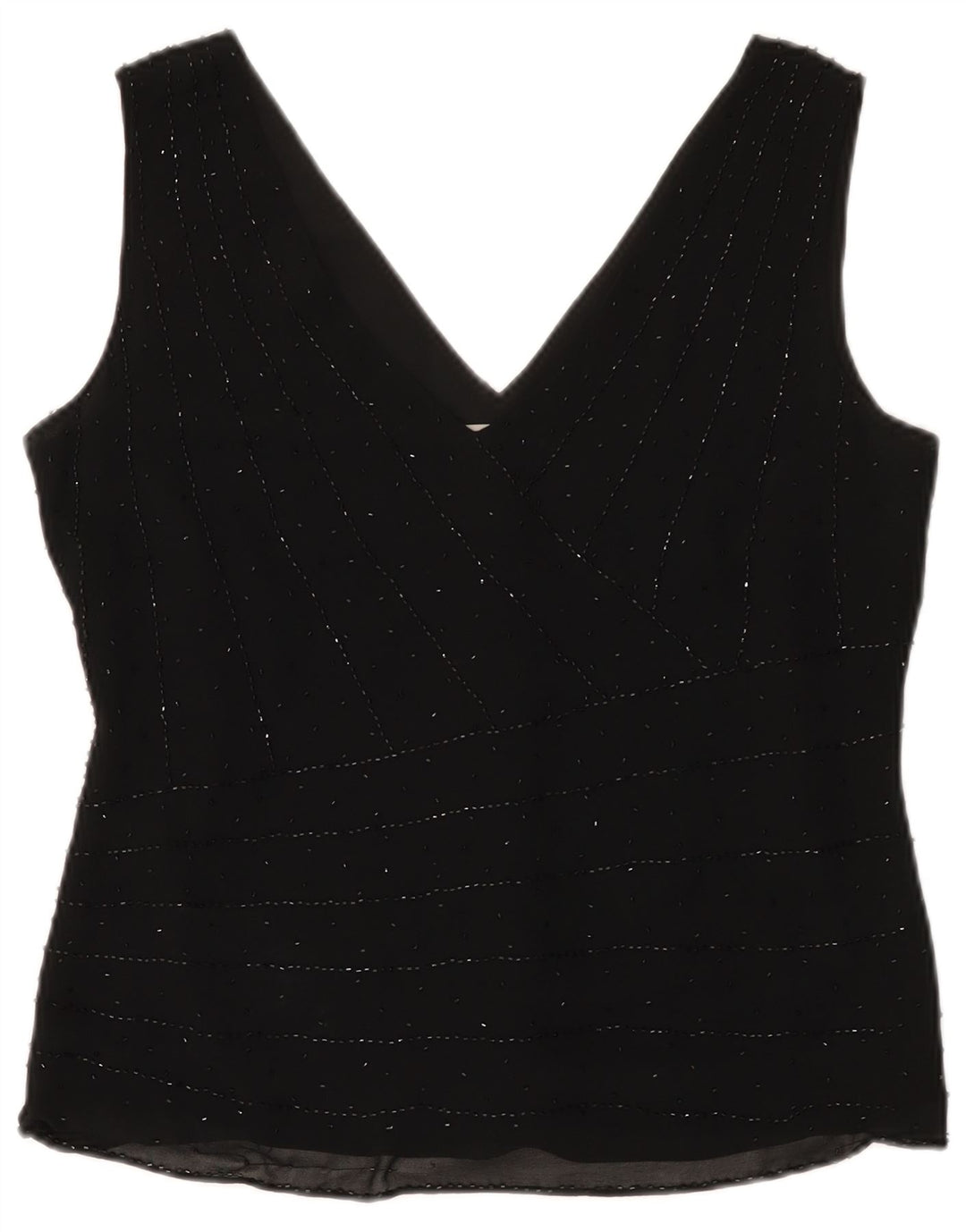 Marks & Spencer Γυναικεία Αμάνικη Μπλούζα Τοπ UK 14 Medium Black Silk