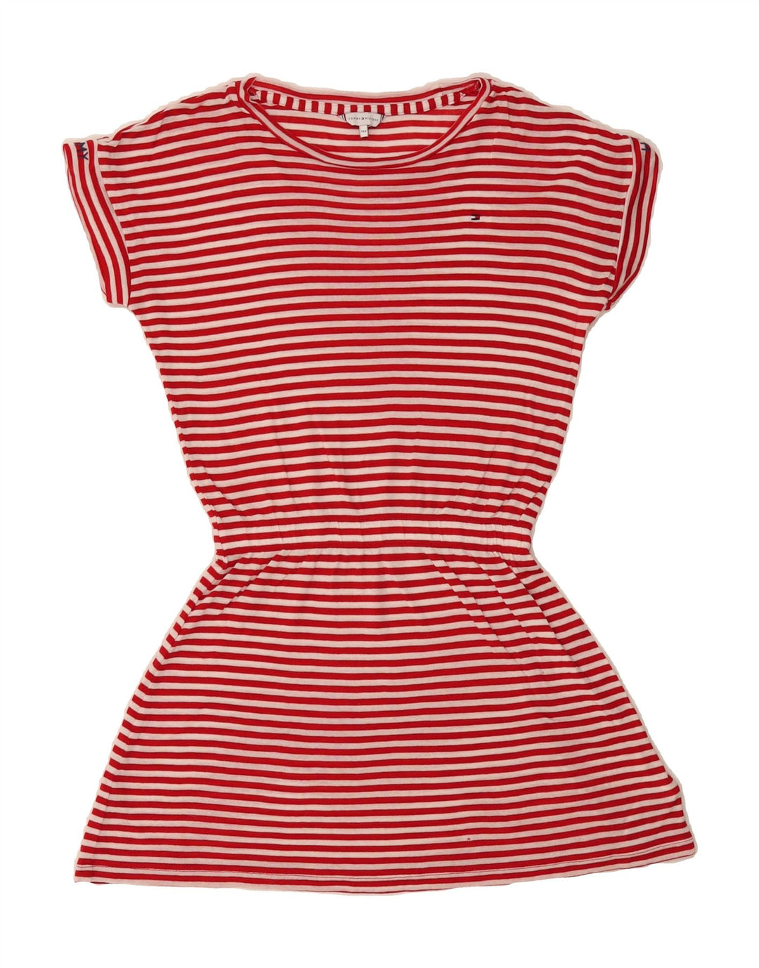 TOMMY HILFIGER Girls Basic Dress 11-12 Years Red Striped Lyocell Vintage Tommy Hilfiger and Second-Hand Tommy Hilfiger from Messina Hembry 