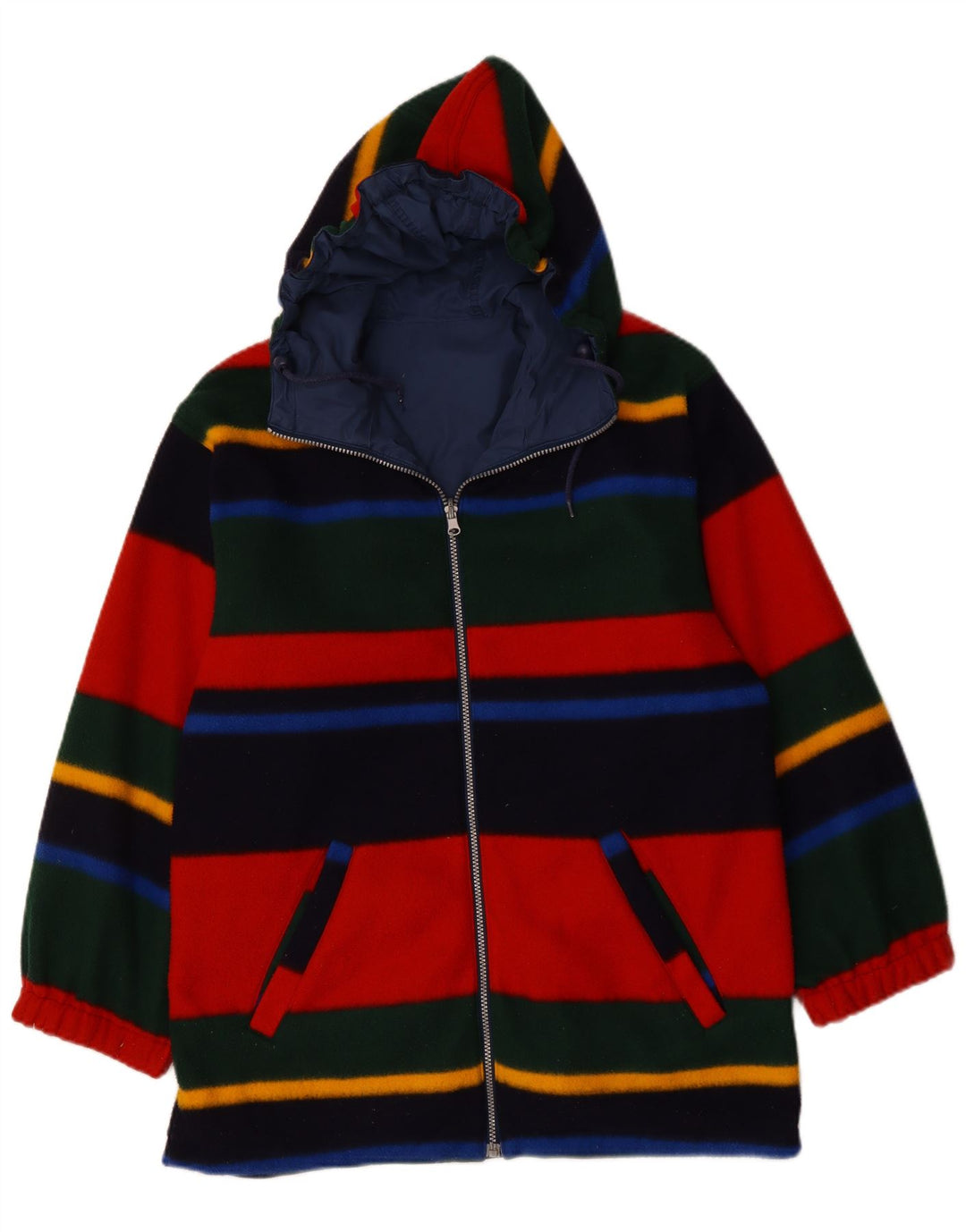 VINTAGE Γυναικείο αναστρέψιμο μπουφάν με κουκούλα UK 12 Medium Navy Blue