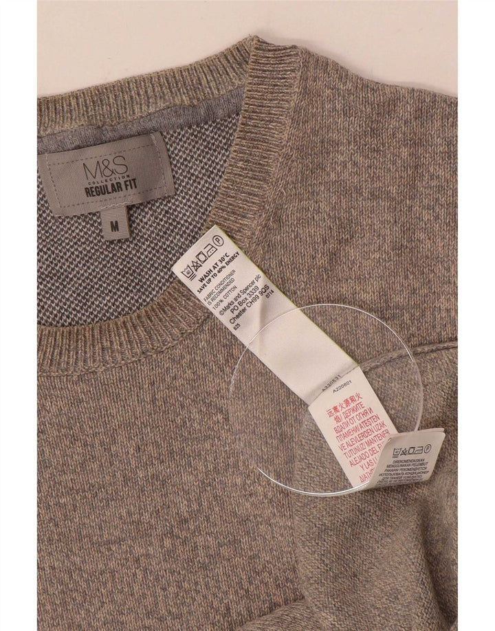 Marks & Spencer Mens Crew Neck Jumper πουλόβερ Medium Grey Flecked