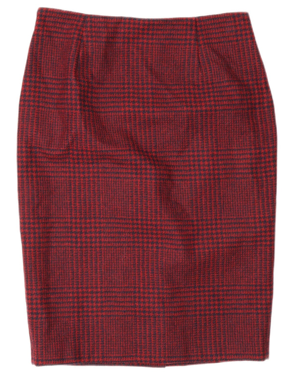 Hobbs Γυναικεία Pencil Φούστα UK 10 Small W28 Red Houndstooth Wool